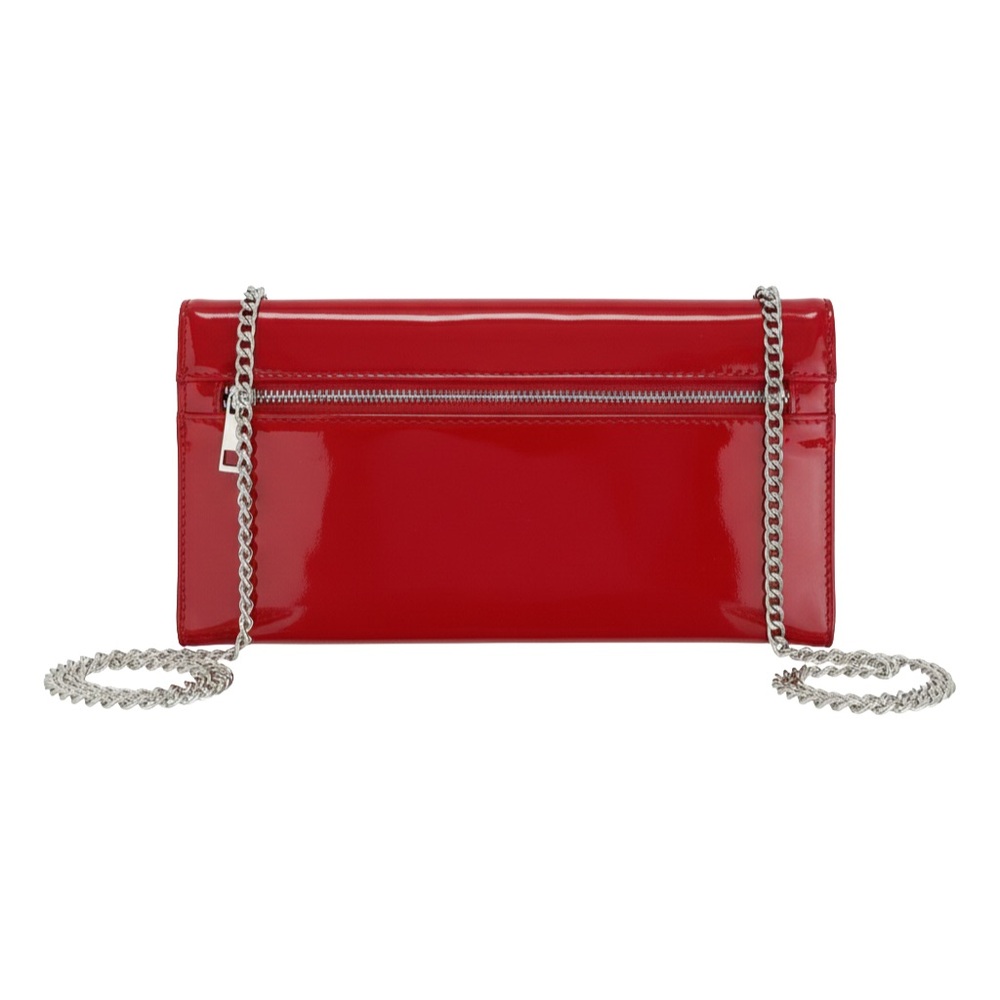 Cherry Red Patent Wallet on Chain Crossbody Clutch Y2K